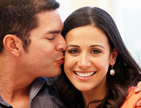 Happy woman with affectionate man